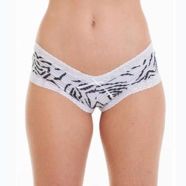 Imagem de Calcinha Caleçon Zebra 01 com Renda - BR Lingerie, M, Branco
