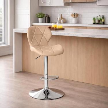 Imagem de Banqueta Slim Alta Giratória Ergonomica Altura Regulável Balcão Bar Co