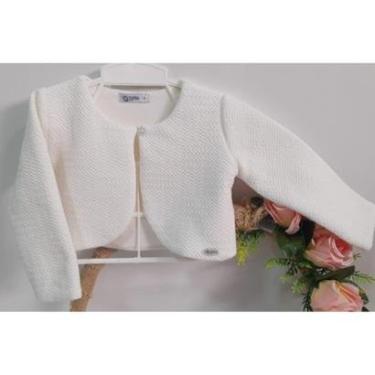Imagem de Bolero / Casaco Luxo Zafielo Bebê Menina Festa Batizado 509 - Off White - G ( 9 - 12 ME...