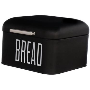 Imagem de Porta Pão Em Lata Metal Com Tampa Preto Bread 20x20x13,5cm - Haüskraft