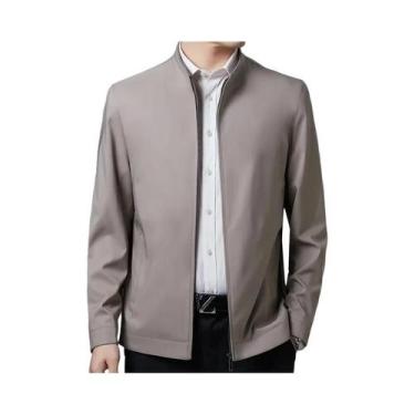 Imagem de Jaqueta Casual Masculina Slim Fit De Cor Sólida Com Zíper Completo Par