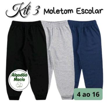 Imagem de Kit 3 Calças Moletom Peluciado Algodão Infantil Juvenil Inverno 4 ao 1