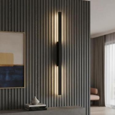 Imagem de Luminária Parede Led Linear Luz Indireta 1m Decor - Redtun, Preto, 110