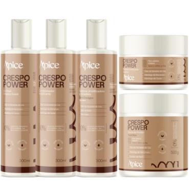 Imagem de Kit Apse Crespo Power Linha Completo 5 Produtos C/Co Wash Tratamento Cabelo Vegano Profissional