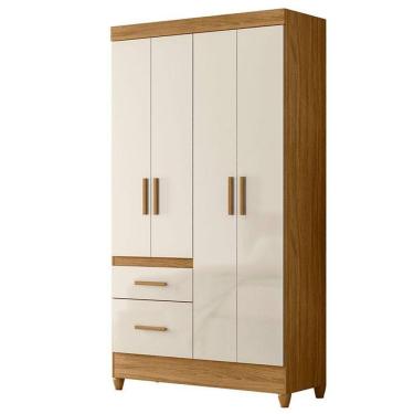 Imagem de Guarda Roupa Solteiro Madri 4 Portas Freijó Off White - Moval