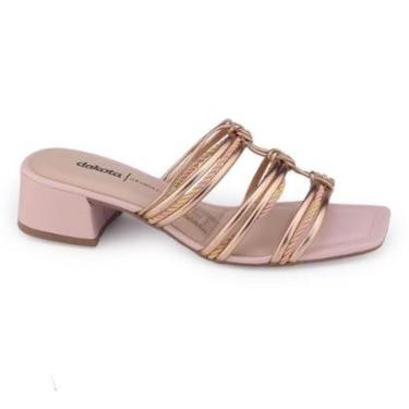 Imagem de Tamanco Bloco feminino Dakota Y0161 corda metalizado rosê-Feminino