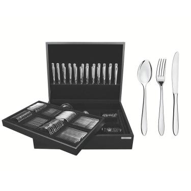 Imagem de Faqueiro Tramontina Satri Em Aço Inox Com Estojo De Madeira 101 Peças 66982214