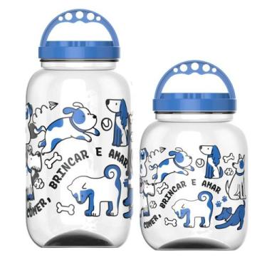 Imagem de Kit 2 Potes Porta Ração Petiscos Cachorro 3,6l 1,4LT Container com Alç