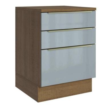 Imagem de Balcão De Cozinha 60 Cm 3 Gavetas Rustic/cinza Lux Madesa Rustic/cinza