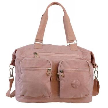 Imagem de Bolsa Feminina Grande Nylon Impermeável Tiracolo Multi Bolsos Academia