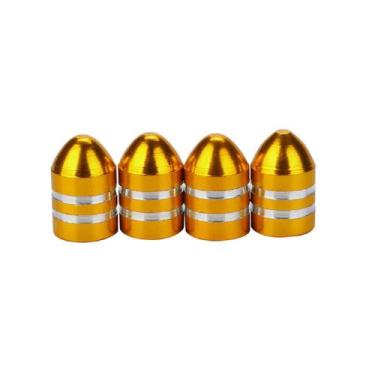 Imagem de Tampa Bico Pino Alumínio Pneu Carro Moto Bike Kit 04 Dourado - Allen