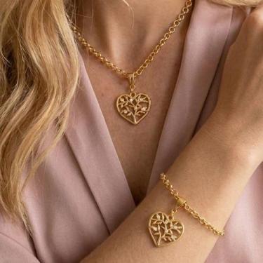 Imagem de Colar e pulseira coração ramos cravejados - NoBrand