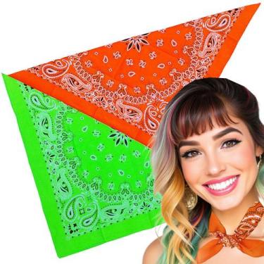 Imagem de Kit Bandana Neon Lenço Cabeça Cropped Multiuso - 2 Unidades Sortidas -