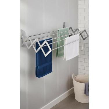 Imagem de Varal Parede 40cm Alumínio Sanfonado Retrátil Economiza Espa - Congrat