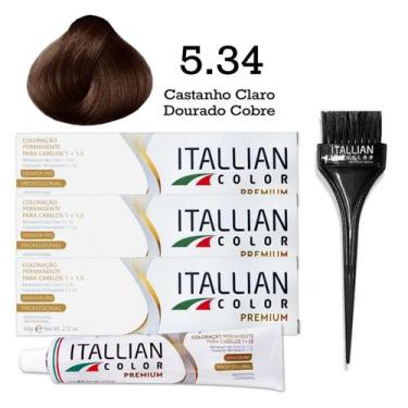 Imagem de 3 Unidades Coloração 5.34 Castanho Claro Dourado Cobre  Itallian Color