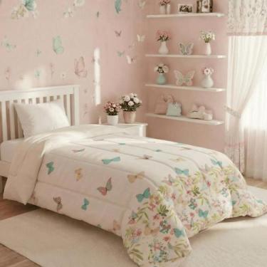 Imagem de Edredom Solteiro Infantil 1PC (EXLCUSIVO) para Meninas 400 Fios Dupla 