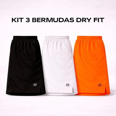 Imagem de Kit 3 Bermudas Masculinas Dry Esportivas Academia Treino Futebol Conforto Performance L...