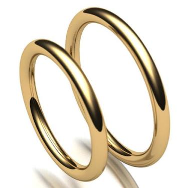 Imagem de Par De Alianças noivado e Casamento  rendonda  De Ouro amarelo 18k - m