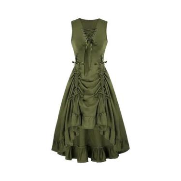 Imagem de Vestido Feminino Medieval Renascentista Com Amarração, Sem Mangas, Dec