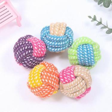 Imagem de Brinquedo de Cachorro Bola Corda Entrelaçada Pet Mordedor Resistente S