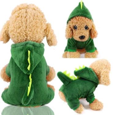 Imagem de Roupa de Cachorro Gato Fantasia Pet Modelo Dinossauro com Capuz Quente