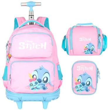 Imagem de Kit mochila carrinho infantil 2 em 1 18 , lancheira térmica e estojo e