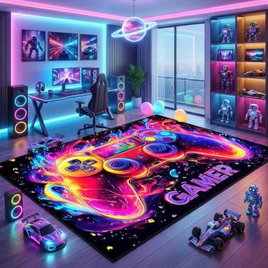 Imagem de Tapete de jogos para quarto de meninos – Tapete de jogador, 20 x 25 m, para decoração de quarto de adolescentes, meninos, sala de jogos, tapete de controle de jogo para escritório, computador, cadeira