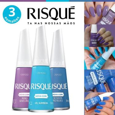 Imagem de Kit 10 Esmaltes Risqué Tons Lilas Azul e Rosa Esmaltes Atacado, 3 Core