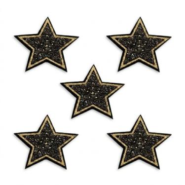 Imagem de Kit 5 Apliques Estrela Termocolante com Brilho 4x4cm Patch para Custom