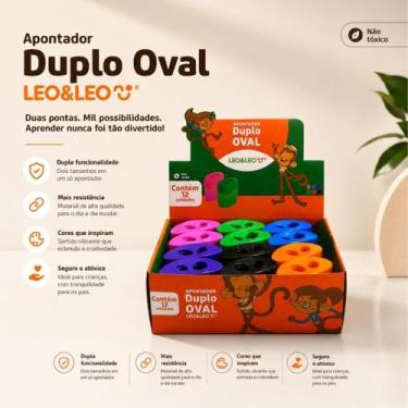 Imagem de Apontador Duplo Oval Com Depósito Leo&Leo Caixa 12 Unidades
