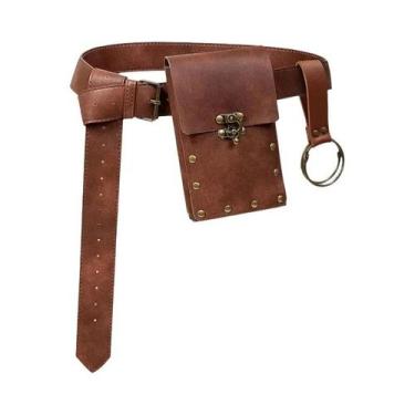 Imagem de Conjunto De Cinto De Couro Medieval Renascentista Steampunk Com Bolsa 