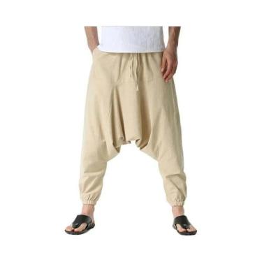 Imagem de Calças Harem Masculinas Largas De Algodão Casuais Para Yoga E Corrida,