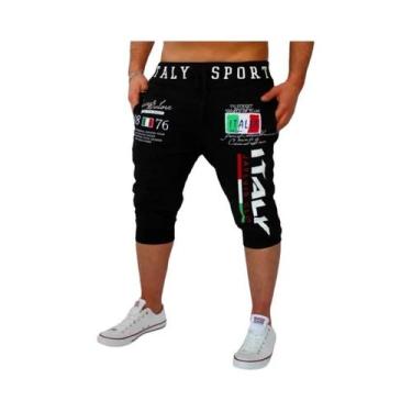 Imagem de Shorts Masculinos Esportivos Com Estampa De Letras, Calças Capri Com C