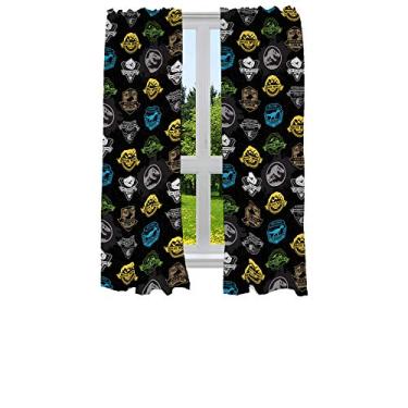 Imagem de Franco Conjunto de cortinas de janela de quarto infantil, 208 x 160 cm, Mundo Jurássico