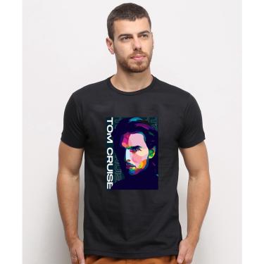Imagem de Camiseta masculina Preta algodao Artistico Ator Famoso Tom Cruise
