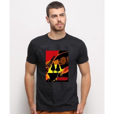 Imagem de Camiseta masculina Preta algodao Django Livre Desenho Capa Filme