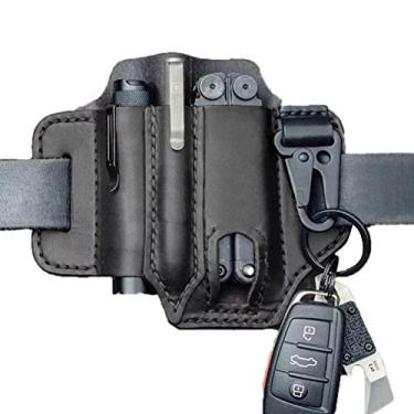 Imagem de Roexboz Bainha de couro EDC, organizador de bolso multiferramentas, organizador de ferramentas para homens, equipamentos de armazenamento EDC, lanterna, caneta tática