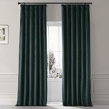 Imagem de HPD HALF PRICE DRAPES Cortinas blecaute de veludo de pelúcia exclusivas para quarto (1 painel), 137 cm L x 246 cm C Cortinas pretas para sala de estar, cortinas blackout com isolamento térmico para