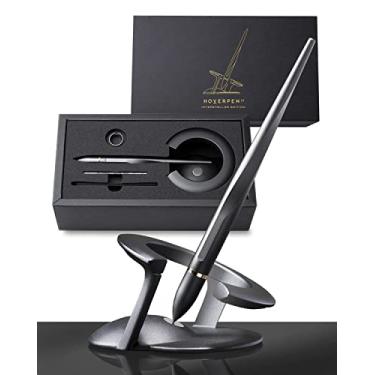 Imagem de novium Hoverpen Interstellar – Space Black, caneta esferográfica, anel de caneta banhado a ouro 18K, ângulo de 23,5 graus, refil esferográfica Schmidt, sem derramamentos, sem manchas, sem explosões