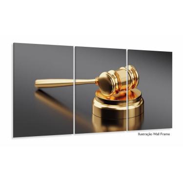 Imagem de Quadro decorativo Mosaico Justiça Direito Martelo Gold