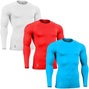 Imagem de Kit C/ 3 Camisas de Compressão Térmica Stigli Pro Proteção Solar FPU50+ Manga Longa Poliamida
