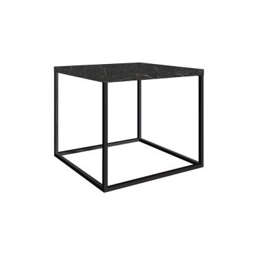 Imagem de Mesa Lateral Cube Industrial Márquina Base Metálica Preto