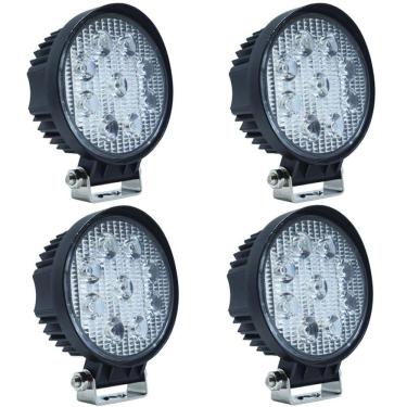 Imagem de Kit 4 Farol de Milha Led Universal 10V 30V 27W 9 Leds Cinoy YN-FA001 7000K Redondo 11 Cm