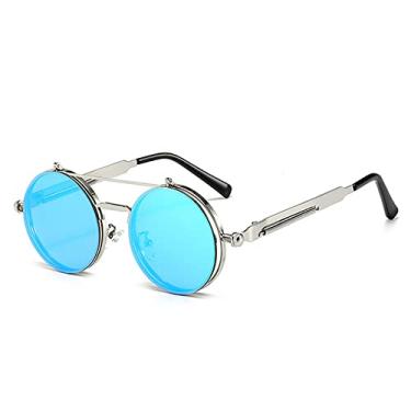 Imagem de Vintage Steampunk Flip Sunglasses Retro Round Metal Frame Double Beam Sun Glasses for Men Women Punk Glasses Oculos,7,China