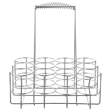 Imagem de Tofficu Suporte de cerveja de metal 12 garrafa de cerveja suporte de bebida para entrega de bebidas Suporte de garrafa de refrigerante cesta de vinho para bar pub restaurante Brew Party Silver