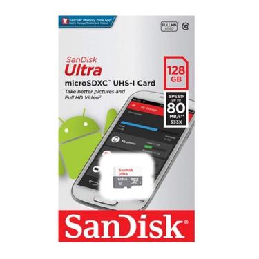 Imagem de Cartão Microsd Sandisk Ultra 128gb Classe 10 80mb/s Lacrado