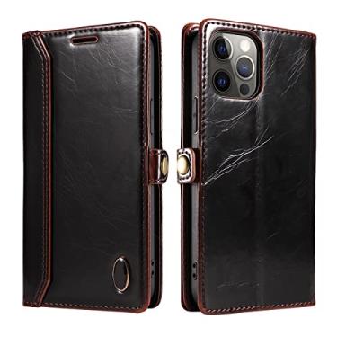 Imagem de YINGDAFENG Capa para iPhone 13/13 Pro/13 Pro Max, Capa carteira flip de couro PU com suporte para cartão com suporte magnético fechamento RFID bloqueio à prova de choque TPU interno, marrom, 13 15,1 cm