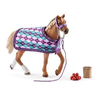 Imagem de SCHLEICH - Cavalo de Raça Inglesa com Cobertor - Figura de Cavalo - Cavalinho