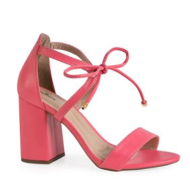 Imagem de Sandália Modarpe Salto Bloco Grosso Feminina B34 Cor:Rosa Chiclete;Tamanho:39