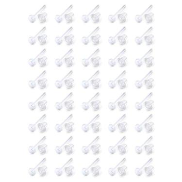 Imagem de Ftovosyo 40 pares de brincos de plástico invisíveis com orifícios transparentes para orelha, brincos, brincos, espaçadores de orelha transparentes, joias de piercing para homens, mulheres, meninas, tarraxas de borracha de silicone